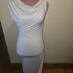 H&M Cream Long Sleeve Draped Dress